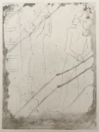 Incisione Picasso - La Famille de Saltimbanques au Macaque