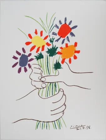 Litografia Picasso - Le bouquet de la Paix