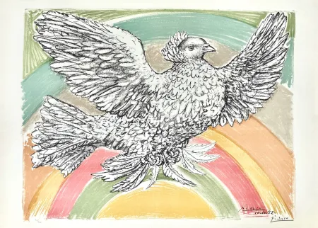 Litografia Picasso - Le Colombe Volant 