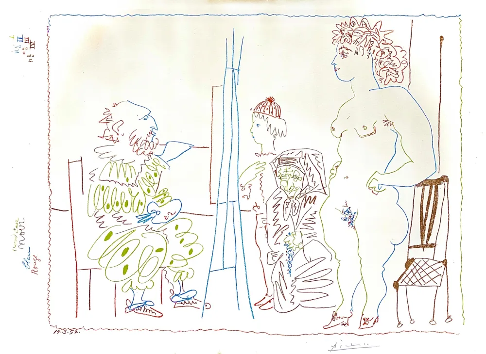 Litografia Picasso -  Le Modele et Deux Personnages 