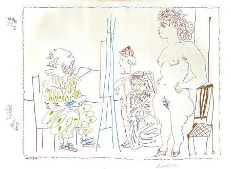 Litografia Picasso -  Le Modele et Deux Personnages 