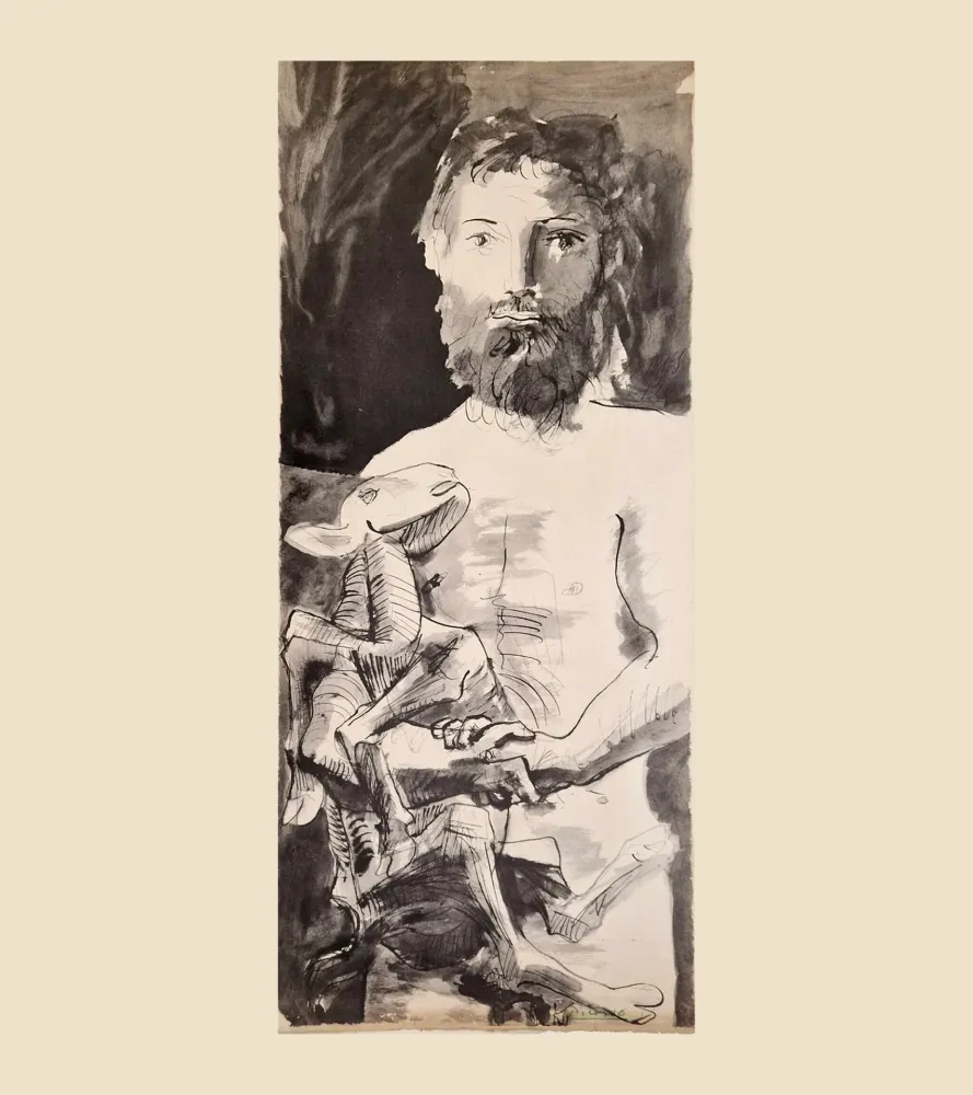 Litografia Picasso - L'HOMME AU MOUTON (1967)
