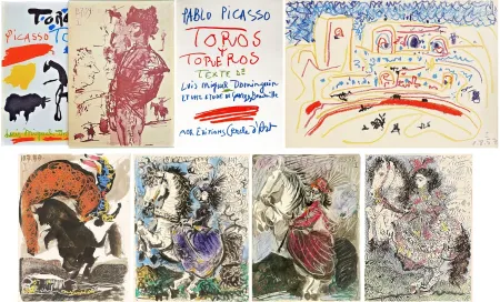 Libro Illustrato Picasso - Luis Miguel Dominguin. TOROS Y TOREROS. Avec lithographies en couleurs par F. Mourlot d'après Picasso (1961-1962)