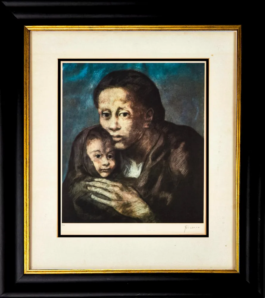 Litografia Picasso - Mère et enfant au fichu