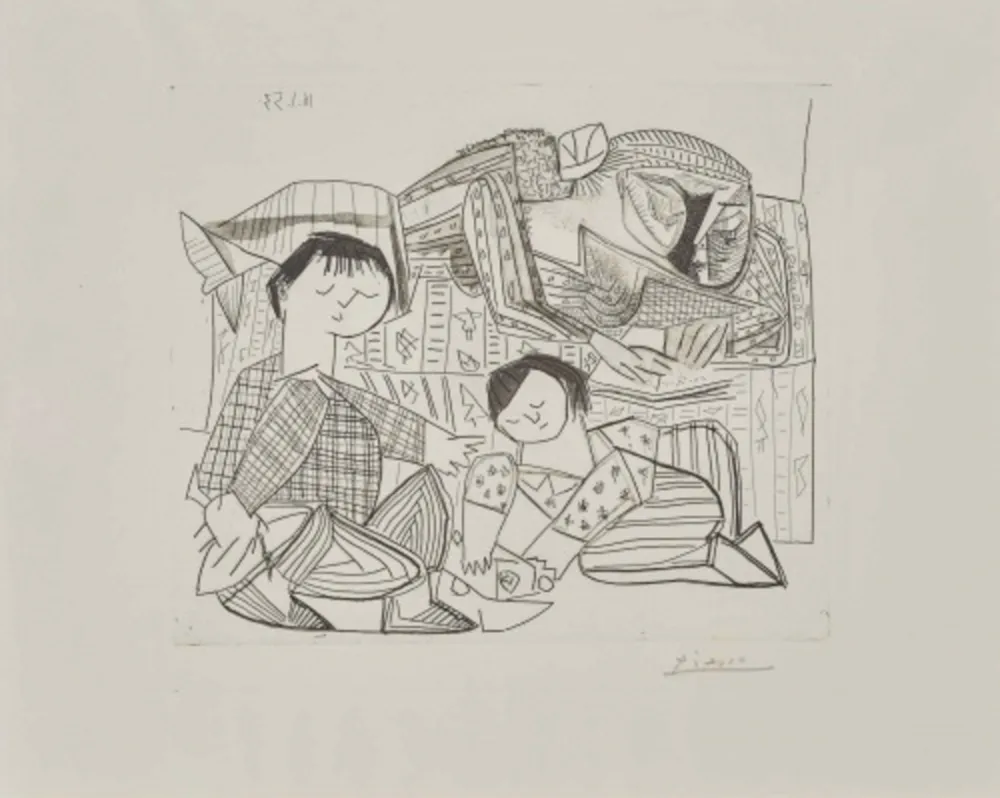 Acquaforte E Acquatinta Picasso - Mere et Enfants
