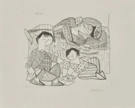 Acquaforte E Acquatinta Picasso - Mere et Enfants