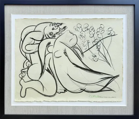 Litografia Picasso - Minoutaure et nue