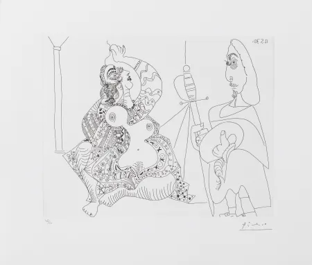 Incisione Picasso - MOUSQUETAIRE ET ODALISQUE, MEDUSE, (BLOCH 1902) – etching – 1970