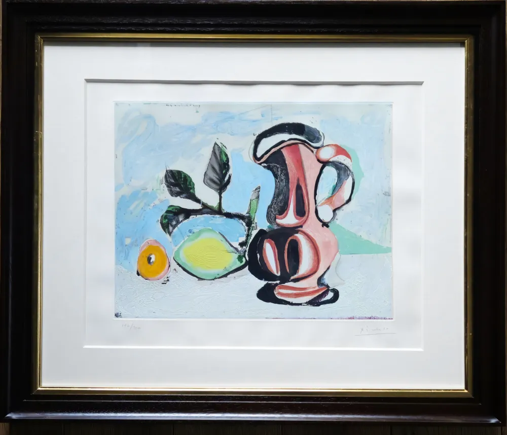 Acquatinta Picasso -  Nature morte au citron et au pichet rouge 