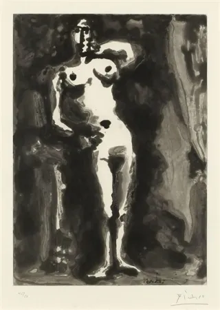 Acquatinta Picasso - Nu accudé, from Sable Mouvant