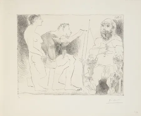Incisione Picasso - Pablo Picasso (1881–1973)- Peintre au travail – Etching on BFK Rives paper- 1963