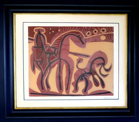 Non Tecnico Picasso - Pablo Picasso (1881-1973) - Picador et Taureau - Linocut in colors on Arches paper - 1959