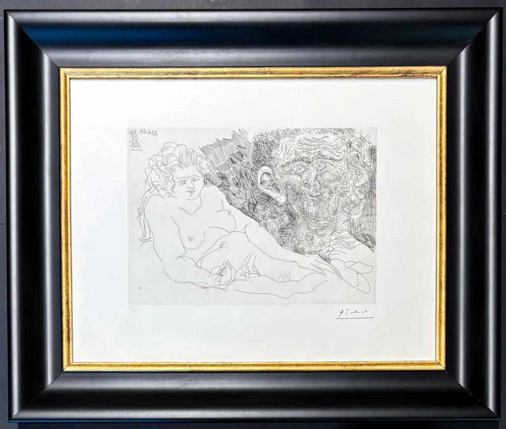 Incisione Picasso - Pablo Picasso (1881–1973) - VIEUX PEINTRE ET VIEUX MODELE - etching on paper