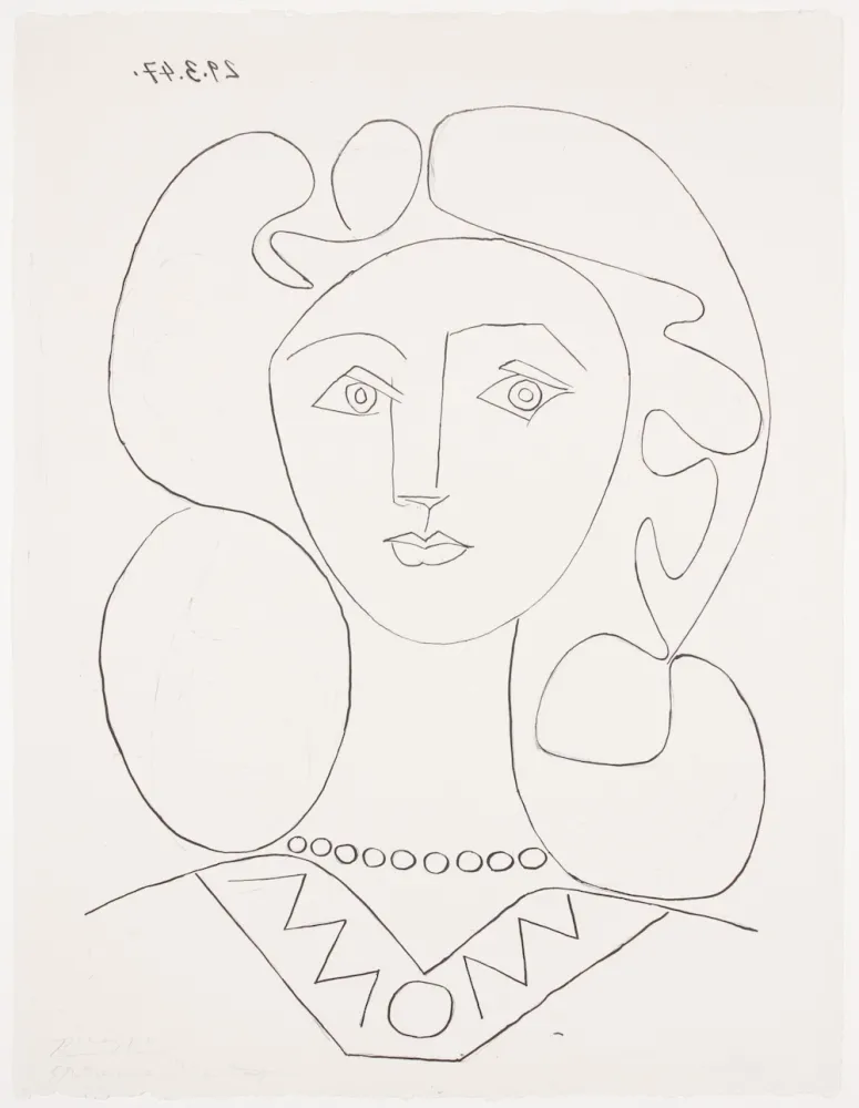 Litografia Picasso - Pablo Picasso- La Femme au Collier, Portrait of Françoise, 1947