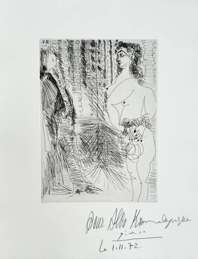 Incisione Picasso - Pablo Picasso – Le Cabinet particulier, Degas et une fille