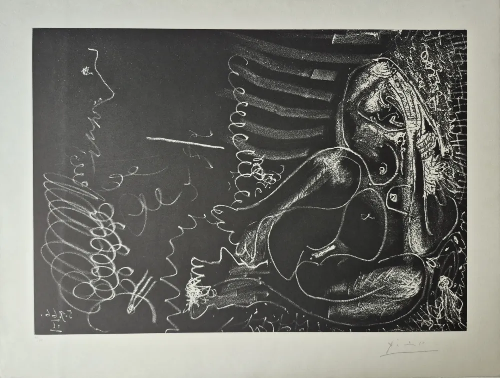 Acquaforte E Acquatinta Picasso - Peintre en demi-figure et modèle assis en tailleur