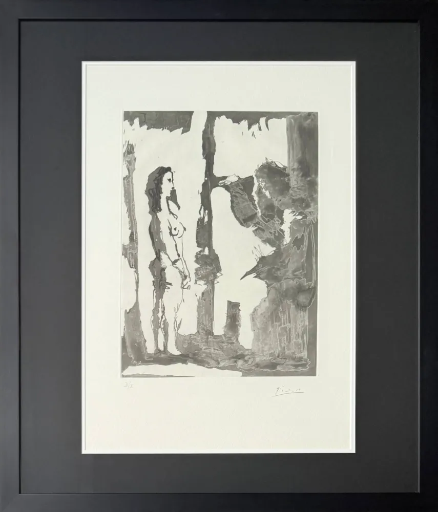 Acquaforte E Acquatinta Picasso - Peintre et modèle aux cheveux longs