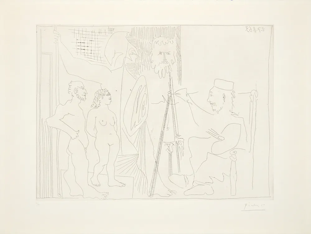Incisione Picasso - Peintre néo-classique dans son atelier