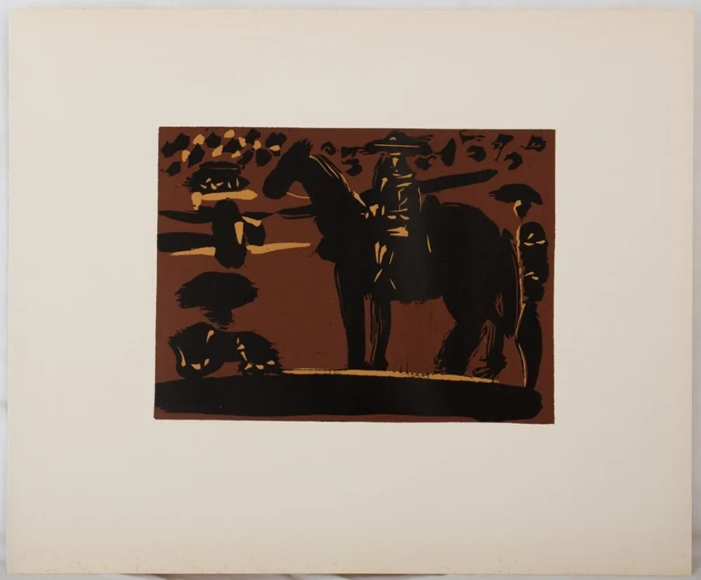 Linoincisione Picasso - Picador entrant dans l'arène