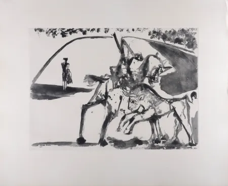 Acquatinta Picasso - Picador et Torero dans l'arène, 1947