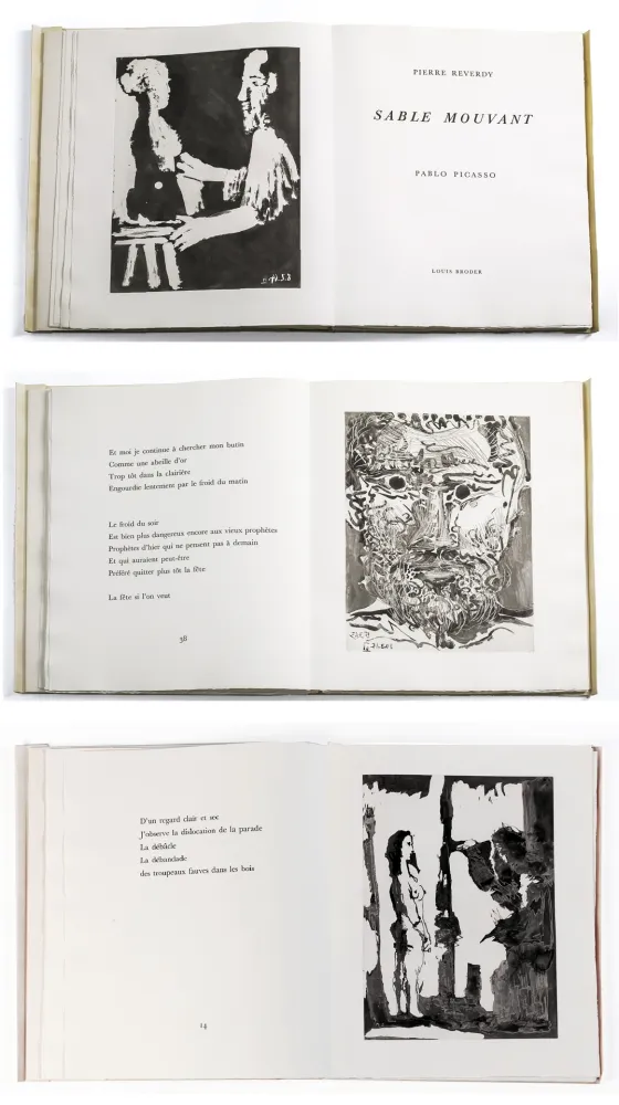 Libro Illustrato Picasso - Pierre Reverdy. SABLE MOUVANT. 10 aquatintes originales (1966)