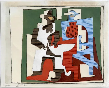 Pochoir Picasso - Pierrot et arlequin (Pierrot and Harlequin)