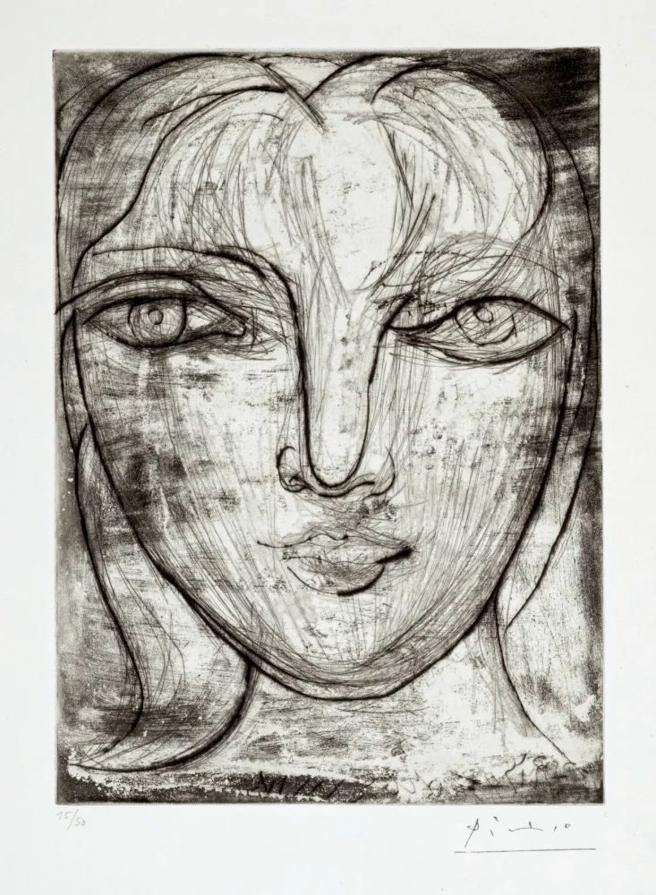 Incisione Picasso - Portrait de Marie-Thérèse de face