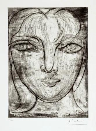 Incisione Picasso - Portrait de Marie-Thérèse de face
