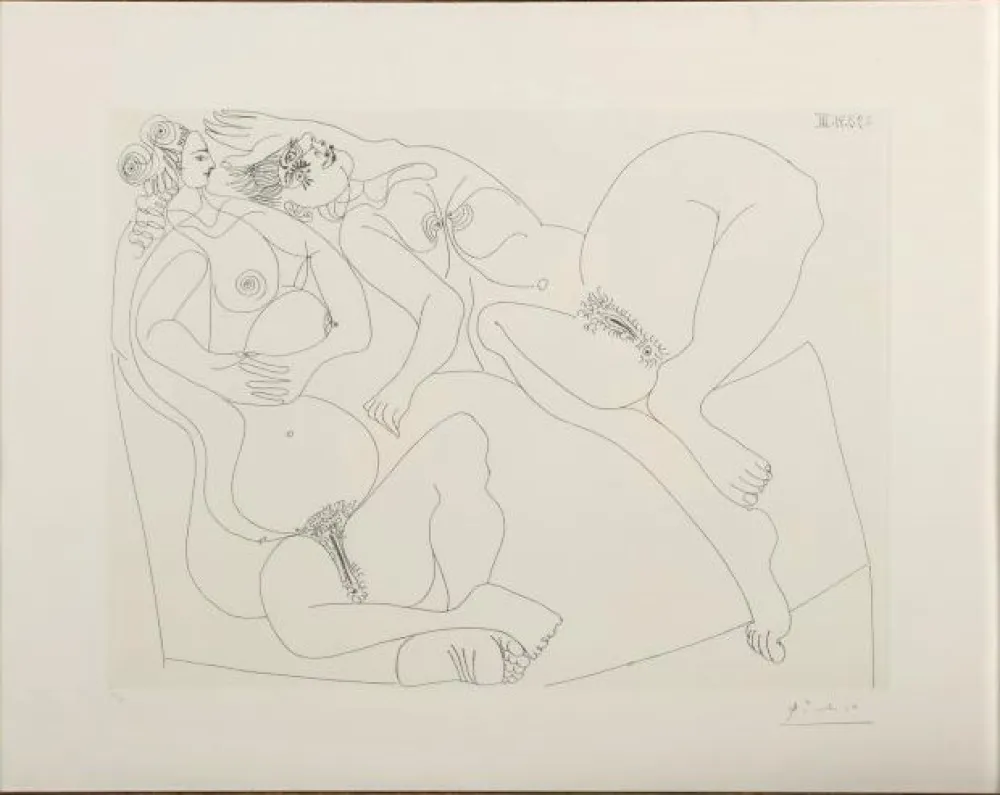 Acquaforte Picasso - Repos. Deux Filles Bavardant