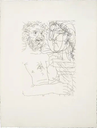 Acquaforte Picasso - SCULPTEUR À MI-CORPS AU TRVAIL (Suite Vollard, pl. 49) - 1933