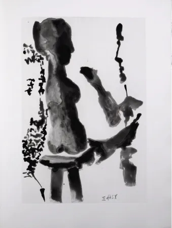 Acquatinta Picasso - Sculpteur devant sa sellette, avec un spectateur barbu, 1966 - A fantastic original etching (Aquatint) by the Master!