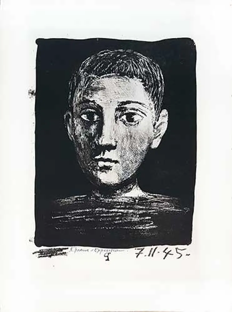 Litografia Picasso - Tête de jeune garçon