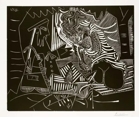 Linoincisione Picasso - Variation sur 'Le Déjeuner sur l'herbe'