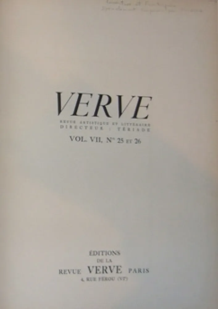 Libro Illustrato Picasso - Verve 25 et 26