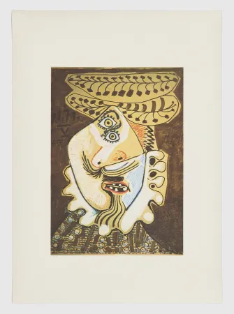 Litografia Picasso - Visage de bouffon