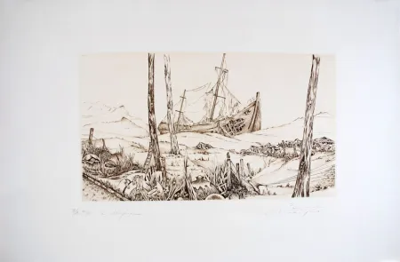 Incisione Pierron - Le Naufrage