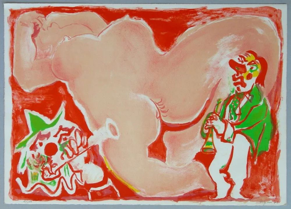 Litografia Pignon - Hommage a Fellini