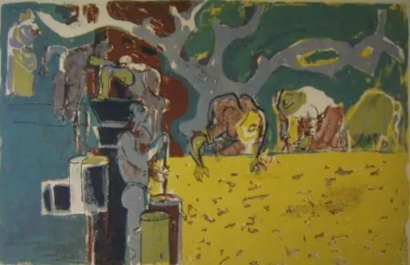 Litografia Pignon - Ramassage des olives ou vendanges