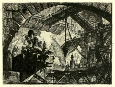 Incisione Piranesi - Prisoners on a projecting Platform (Carceri X)