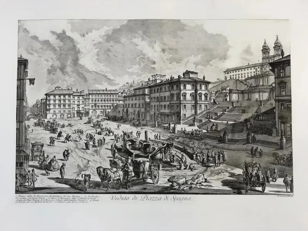 Acquaforte Piranesi - Veduta de la Piazza di Spagna