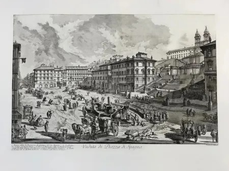 Acquaforte Piranesi - Veduta de la Piazza di Spagna