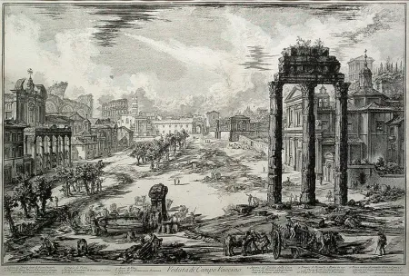 Incisione Piranesi - Veduta di Campo Vaccino 