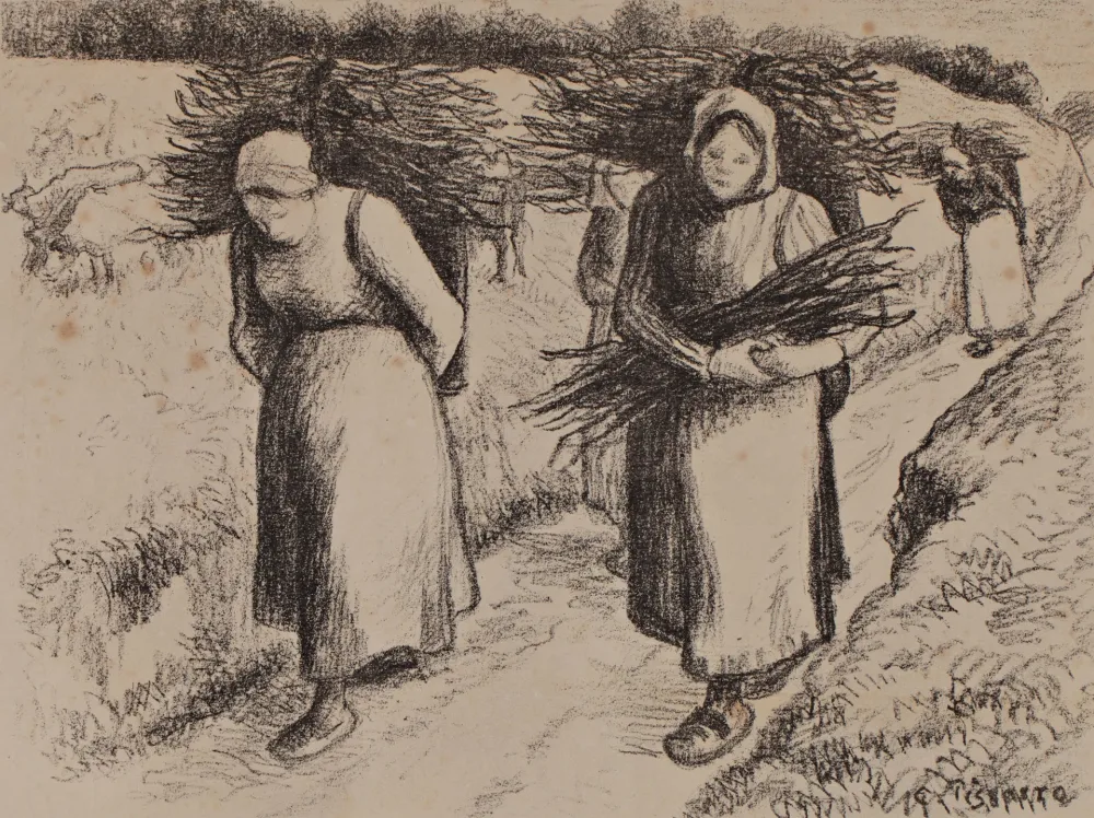 Litografia Pissarro - Les porteuses de fagots