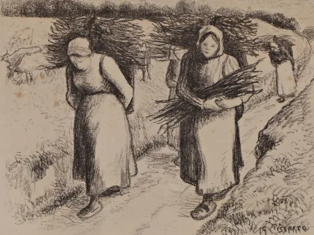 Litografia Pissarro - Les porteuses de fagots