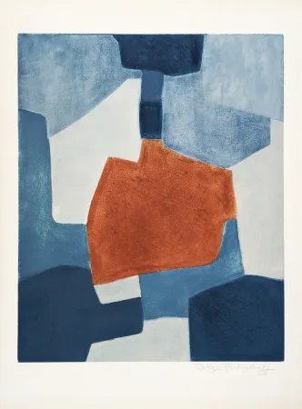 Acquaforte E Acquatinta Poliakoff - Composition bleue et rouge XXXI 