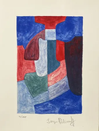 Litografia Poliakoff - Composition bleue, verte et rouge
