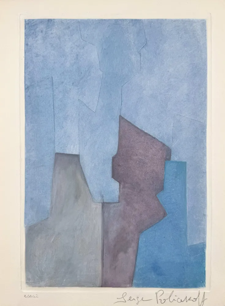 Acquaforte E Acquatinta Poliakoff - Composition bleue XXIV 