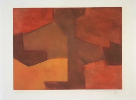 Incisione Poliakoff - Composition orange et rouge XXIX 