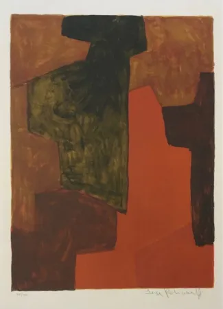 Litografia Poliakoff - Composition Orange et Verte L43 