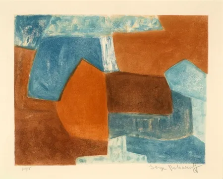 Acquaforte E Acquatinta Poliakoff - COMPOSITION ROUGE ET BLEU XXXVI 